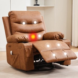 Recliner Chair Nursery, Manual Reclining Rocking Chair, 360 Swivel Glider with Cup Holder, Massage and Heat Recliner, Indoor Single Sofa Chairs - 1 of 4