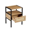 ORRD 15.75" Rattan End Table with Drawer, Modern Nightstand with Metal Legs, Side Table for Bedroom & Living Room, Natural - 4 of 4