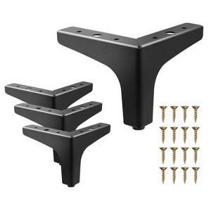 Aoibox Triangle Metal Furniture Legs Matte Black 4 Inch Set of 4 Heavy Duty Cabinet Dresser Replacement Feet Anti-Slip Design - 1 of 4
