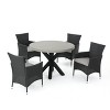 Sanibel 5pc Wicker Dining Set - Gray - Christopher Knight Home: Weather-Resistant with Concrete Table Top - 2 of 4