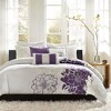 Okak Queen/King 6-Piece Flowers Printed Bed Duvet Cover Set with Decorative Pillows,Comfortable Coverlet Bedding Sets,Machine Washable - 2 of 4