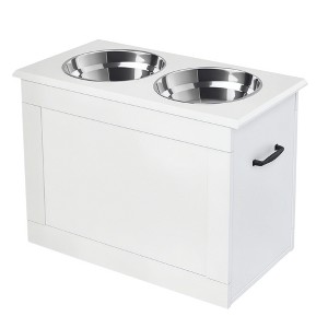 PawHut Raised Pet Feeding Storage Station with 2 Stainless Steel Bowls Base for Large Dogs and Other Large Pets - 1 of 4