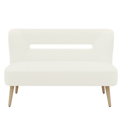 Beautyolove 46.5 in. W Beige Velvet Upholstered Open Back 2-Seater Loveseat Sofa with Solid Wood Legs
