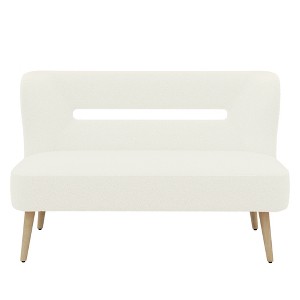 Beautyolove 46.5 in. W Beige Velvet Upholstered Open Back 2-Seater Loveseat Sofa with Solid Wood Legs - 1 of 4