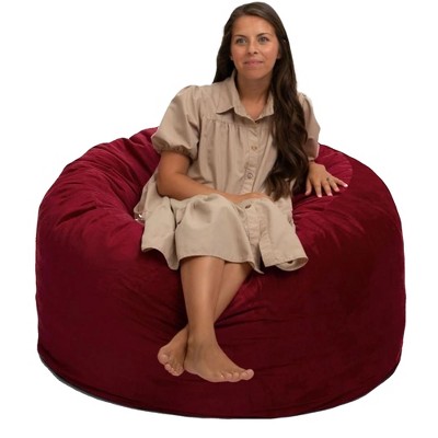 Ultimate Sack 4ft Bean Bag Chair, Oversized Comfortable Indoor Floor Lounger, Giant Foam-Filled Furniture for Relaxing, Burgundy Suede