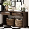 55" Console Table, Rustic Wooden Entryway Table with Storage Drawers and Open Shelf, Elegant Sofa Table for Hallway and Living Room (Brown) - 2 of 4