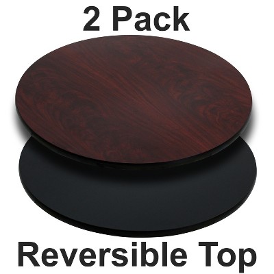 Flash Furniture Glenbrook 2 Pack 42'' Round Table Top with Black or Mahogany Reversible Laminate Top