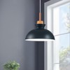 Rennnsan Veorix 11"W 1-Light Dome Wood Modern Dimmable Pendant - 2 of 4