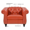 GDFStudio Wright Faux Leather Button-Tufted Upholstered Chesterfield Chair with Birch Legs and Nailhead Trim - 3 of 4