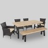 Jacks 6pc Acacia Wood & Wicker Patio Dining Set - Brown - Christopher Knight Home: Bench, Weather-Resistant, Galvanized Steel - 2 of 4