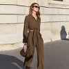 Women's Espresso Brown Cropped Top and Straight Leg Pants Set - Cupshe - 3 of 4