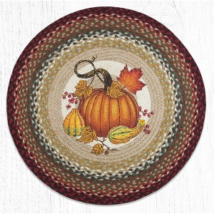 Earth Rugs Autumn Pumpkin Round Patch Rug 27"x27" – Hand-Braided Jute Accent Rug with Seasonal Pumpkin Design for Fall Decor - 1 of 3
