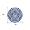 Navy Blue Ivory And Gray Floral Medallion Washable Indoor Outdoor Area Rug - 3 of 4