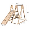 Infurnic Play and Swing Sets, Indoor Play Gym Playset with Baby Swing Slide Ladder Climbing Wall Indoor Jungle Gym for Kids, Brown, 44.48"*43.3"*40.5" - 4 of 4