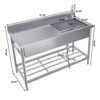 Commercial Stainless Steel Utility Sink - Heavy Duty w/Faucet & Storage for Kitchen/Garage/Workshop - 3 of 4