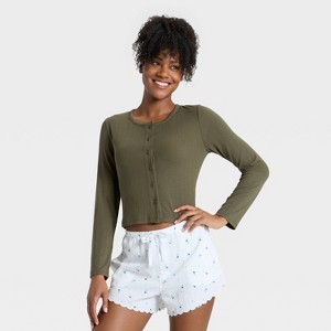 Women's Ribbed Pajama Cardigan - Auden™ - 1 of 4
