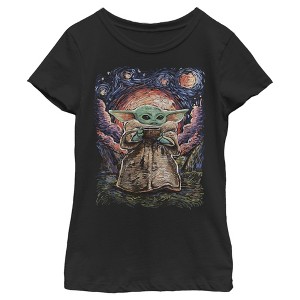 Girl's Star Wars The Mandalorian The Child Starry Night T-Shirt - 1 of 4
