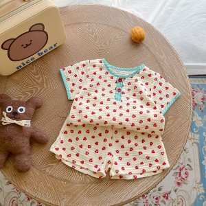 MyKids-Usa Baby Print Pattern T-Shirt Combo Shorts In Summer Sets - 1 of 4