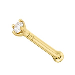 Jewelry Avalanche 20G 14K Gold Diamond Nose Bone Stud Nose Ring, Ball-end Nose Stud - 1 of 3