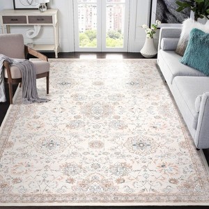Washable Vintage Floral Print Carpet,Living Room Carpet,Stain Resistant Easy Clean Indoor Carpet,Non-Slip Low Pile Carpet,Bedroom,Dining Room,Office - 1 of 4
