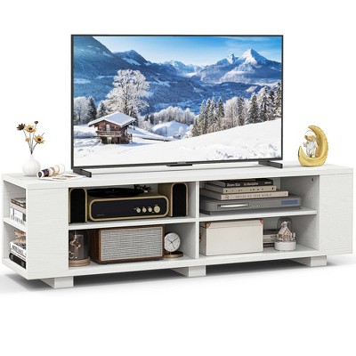Costway 59'' Wood TV Stand Console Storage Entertainment Media Center w/ Adjustable Shelf