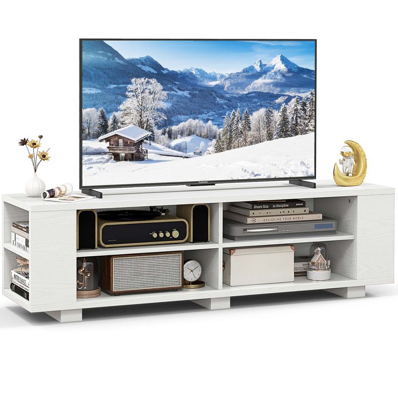 Costway 59'' Wood TV Stand Console Storage Entertainment Media Center w/ Adjustable Shelf, 1 of 11