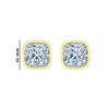 Classic square cushion 14k yellow gold stud earrings for a timeless and elegant statement - 2 of 2