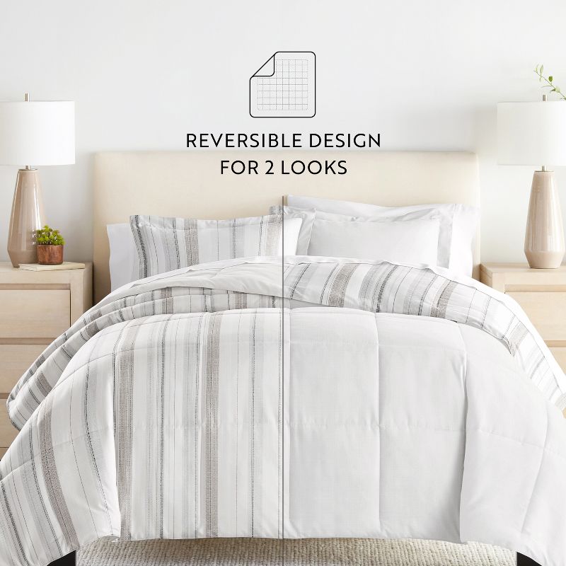 Vertical Stripe All Season Reversible Comforter Down Alternative Filling, Machine Washable - Becky Cameron, 4 of 12