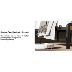 DOMETOUR Full Size Metal Bed Frame w/ Storage, LED Light, Velvet Headboard w/ Outlet & USB, Heavy Duty, Brown Wood, No Box Spring Needed - 1 of 4
