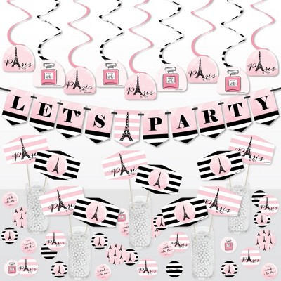 Big Dot of Happiness Paris, Ooh La La - Paris Themed Baby Shower or Birthday Party Supplies Decoration Kit - Decor Galore Party Pack - 51 Pieces
