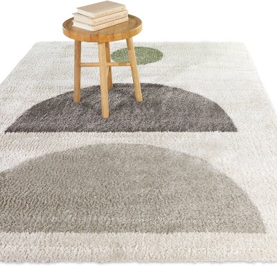 Higham Cream and Gray Rectangular Stain-Resistant Kids' Rug