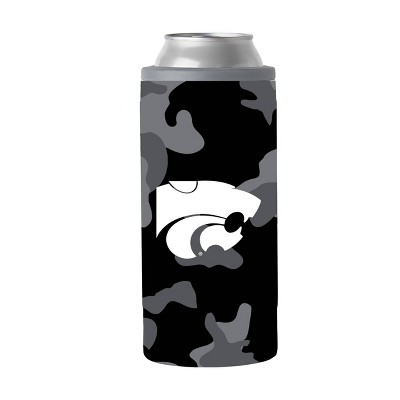 NCAA Kansas State Wildcats 12oz Black Camo Slim Can Cooler