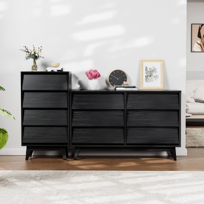 CAVINAS 4/6-Drawer Dresser,Vintage Chest of Drawers with Bevel Design,Wood Finish Storage Cabinets for Living Room,Entryway