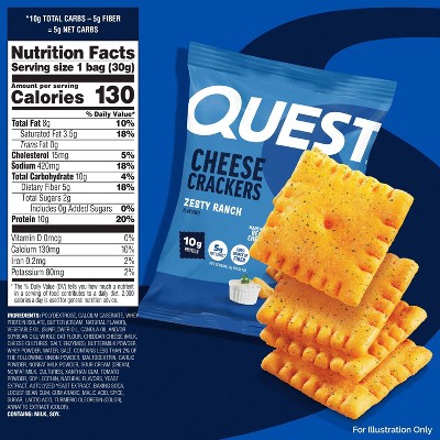 Quest Nutrition Zesty Ranch Cheese Crackers Snack  - 10g Protein - 4.23oz/4pk