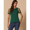 INSPIRE CHIC Women's Vintage Peter Pan Collar Puff Polka Dots Mesh Short Sleeve Blouse - 3 of 4