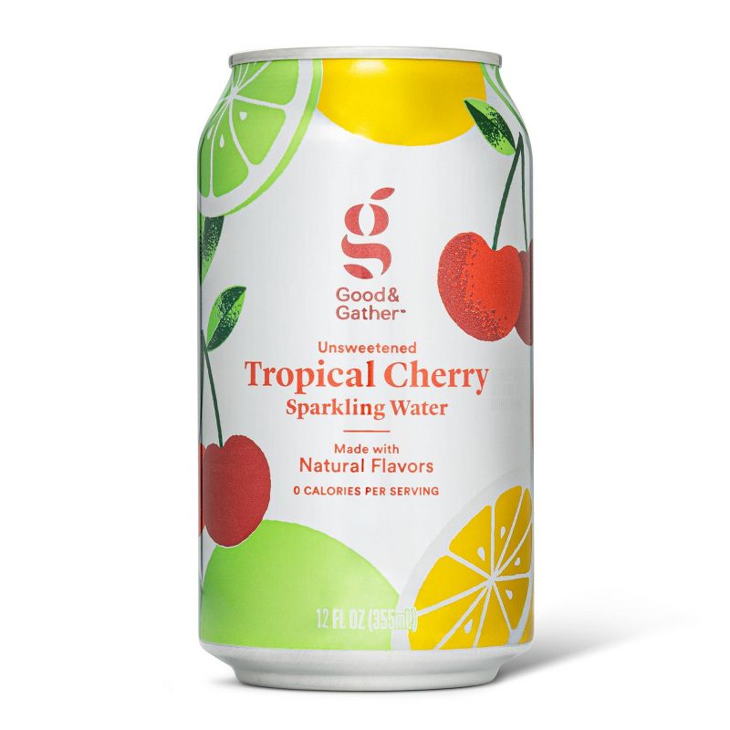 Tropical Cherry Sparkling Water - 8pk/12 fl oz Cans - Good & Gather&#8482;, 3 of 10