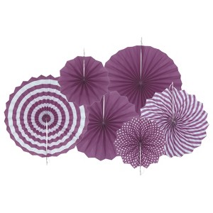 Unique Bargains Round Pattern Party Wedding Decorative Folding Paper Fans - 1 of 4