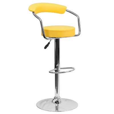 Flash Furniture Contemporary Vinyl Adjustable Height Barstool with Arms and Chrome Base