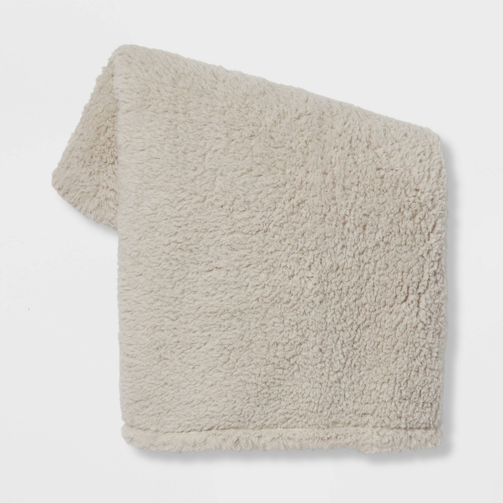 Sherpa Throw Blanket Light Gray - Room Essentials