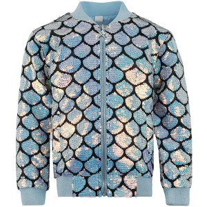 2Bunnies Girls' Seashell Glow Sequin Bomber Jacket - 1 of 4