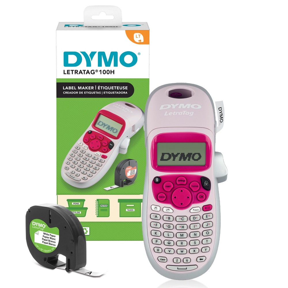 dymo letratag 100h handheld label maker pink