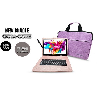 LINSAY 10.1" OCTA CORE 128GB STORAGE ANDROID 14 BUNDLE with UNIQUE ORACLE KEYBOARD CASE and TABLET BRIEFCASE