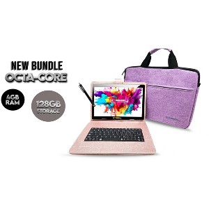 LINSAY 10.1" OCTA CORE 128GB STORAGE ANDROID 14 BUNDLE with UNIQUE ORACLE KEYBOARD CASE and TABLET BRIEFCASE - 1 of 4