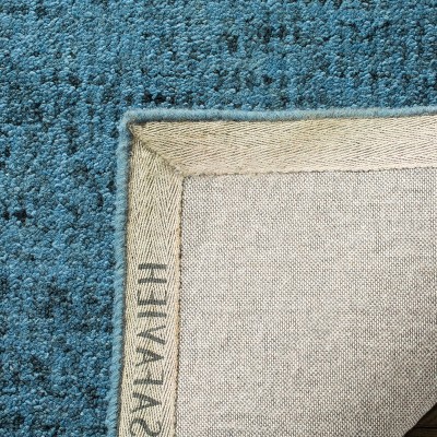 Handmade Blue Abstract Wool Rectangular Area Rug