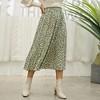 Women's Polka Dot Maxi Skirt - High Waist Pleated Midi Swing Skirt with Pockets for Beach & Cruise Green-leopard - 3 of 4