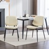Okak Modern Linen Dining Chairs Set of 2, Comfy Kitchen Chairs with Bentwood Back, Upholstered Side Chairs with Metal Legs Adjustable Foot - 2 of 4