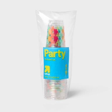Disposable Clear Cups - Colorful Checkered - 18oz/30ct - up&up™