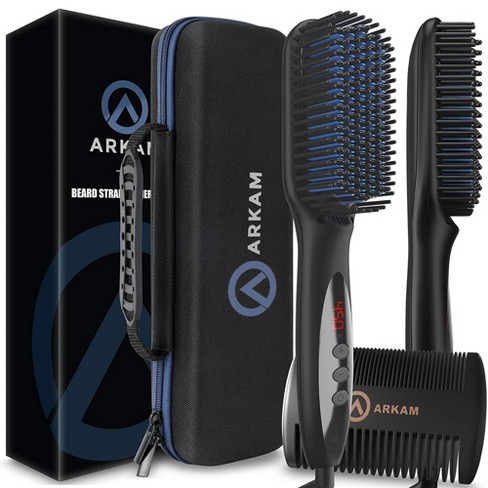 Hair Straightener Comb Ionic Electric Brush Hair Straightener Hot Beard  Brush Straightener (Black)