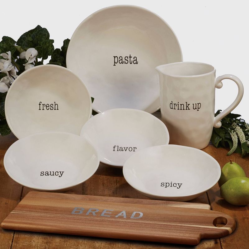 Certified International It's Just Words Ceramic Pasta Bowls 40oz White - Set of 4, 2 of 3