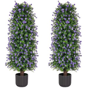 Sunnyglade 2 Packs Artificial Rose Tree 3FT- Fake Floral Plant Tree in Pot- Decorative Topiary Plant - 1 of 1